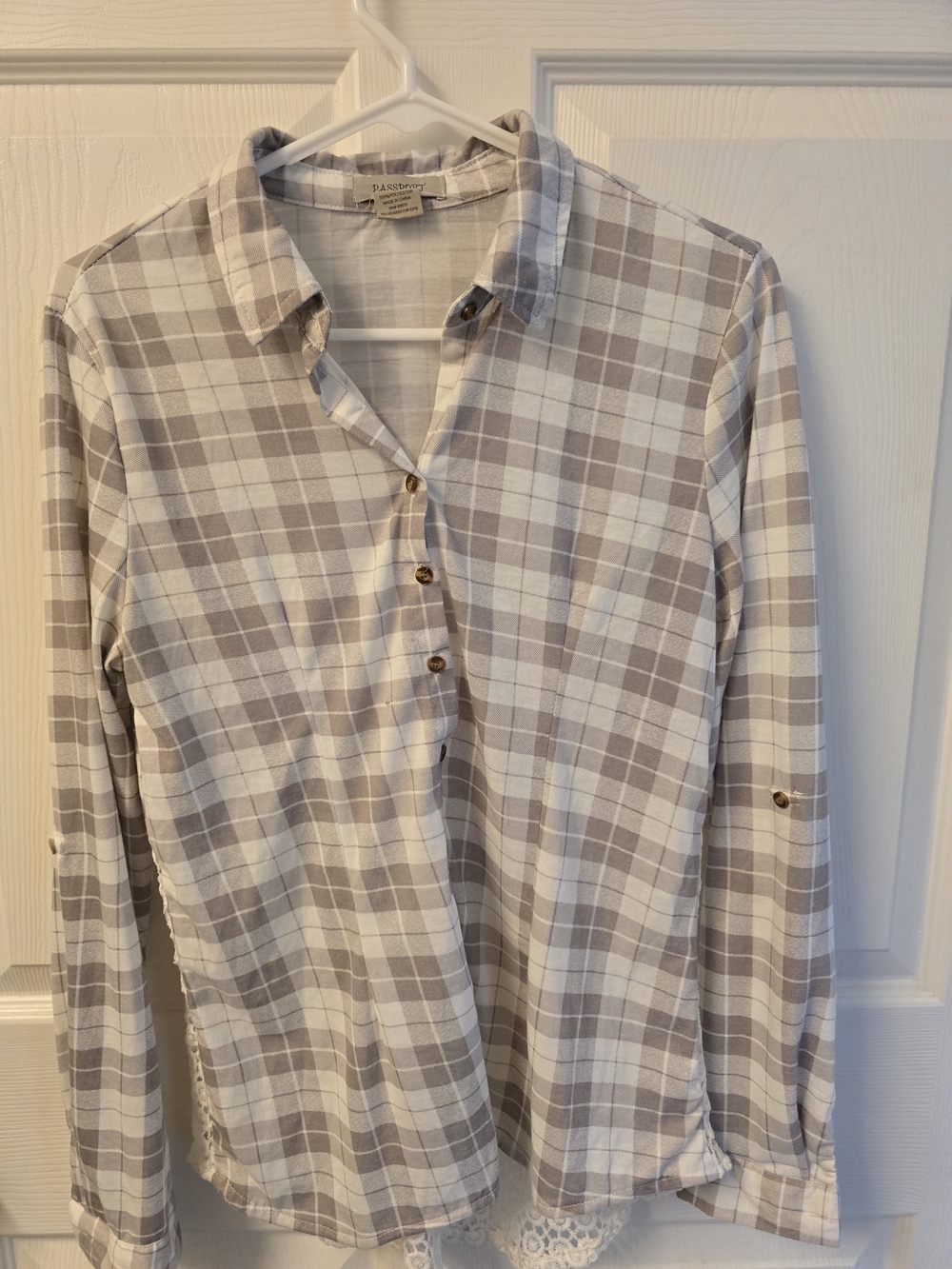 Passport Taupe & White Plaid Button-Down Shirt